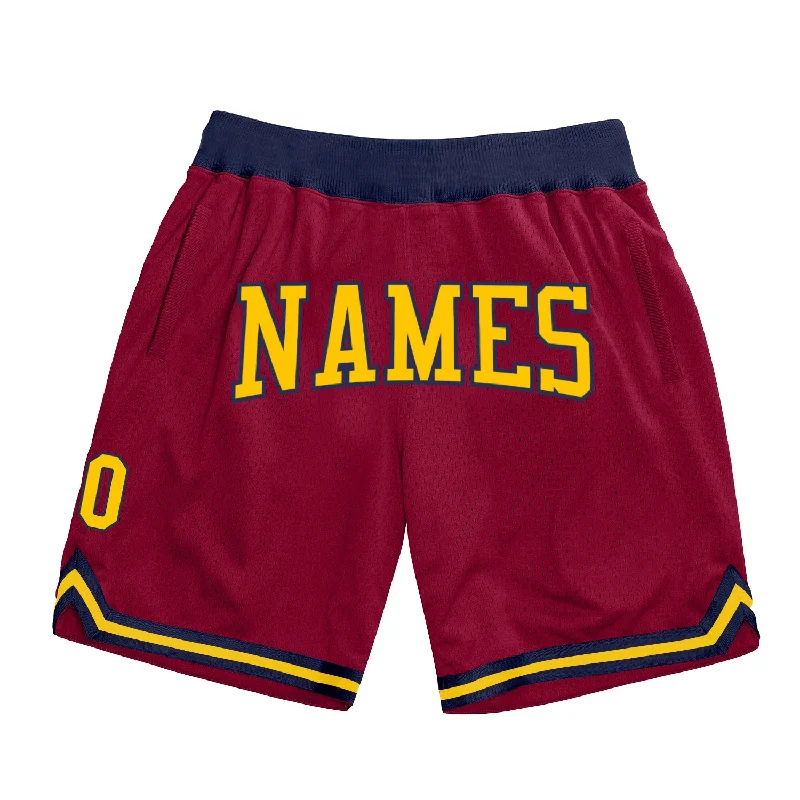 Maroon Gold-Navy Authentic Throwback Basketball Shorts