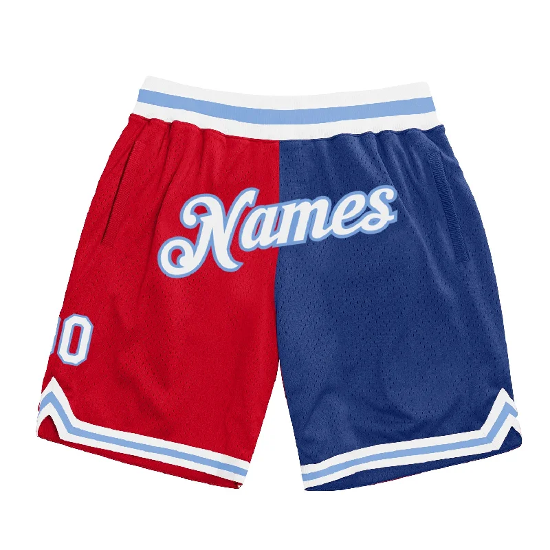 Red White-Royal Authentic Throwback Split Fashion Basketball Shorts