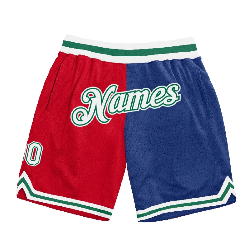 Red White-Royal Authentic Throwback Split Fashion Basketball Shorts