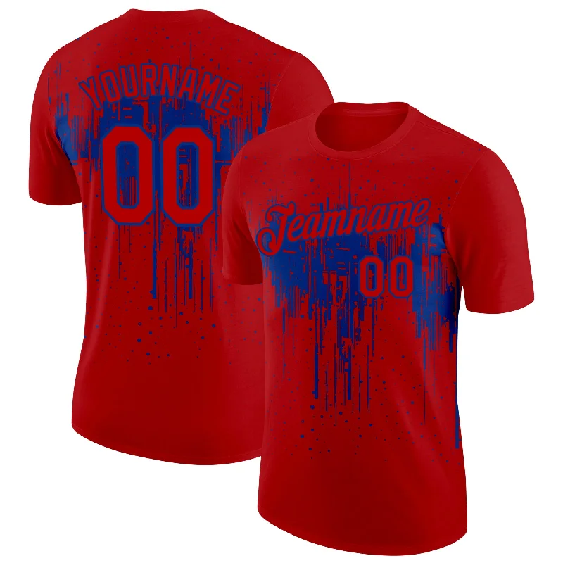 Red Royal 3D Pattern Design Dripping Splatter Art Performance T-Shirt