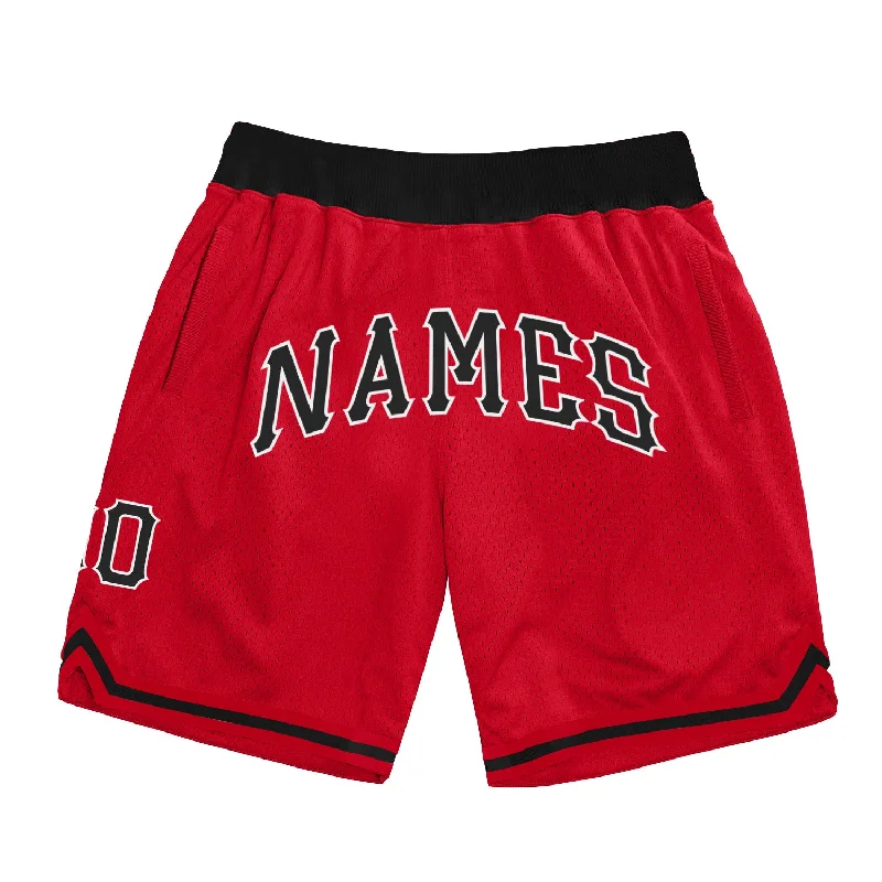 Red Black-White Authentic Throwback Basketball Shorts