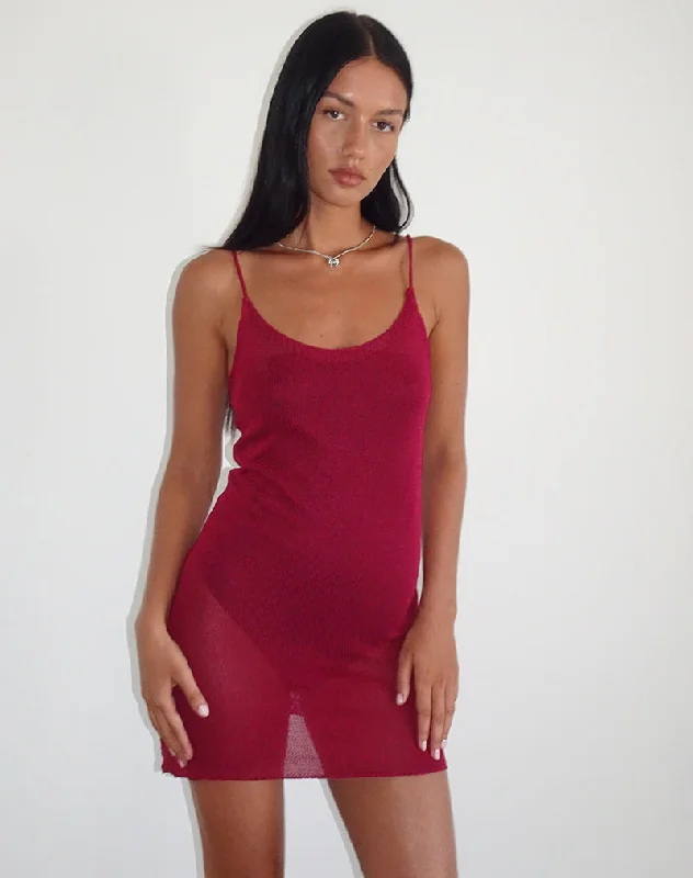 Chiara Mini Dress in Sheer Knit Red