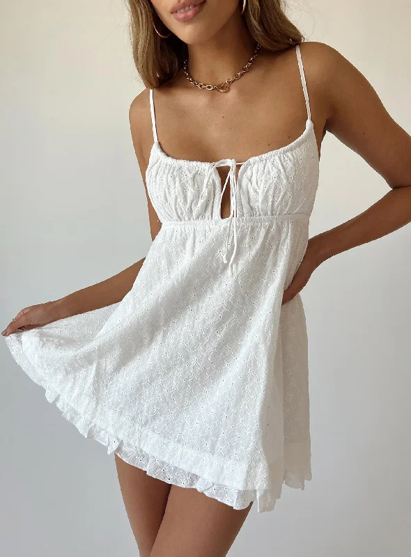 Empress of Love Mini Dress White Embroidery