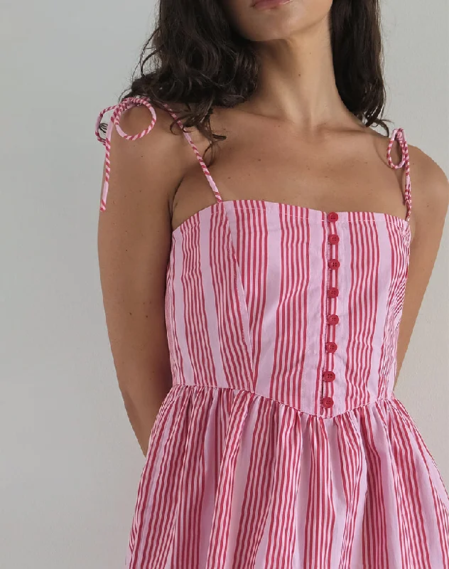 Kesyani Mini Dress in Vertical Pink Stripe