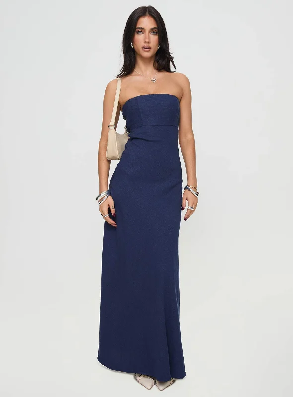 Yahir Strapless Maxi Dress Navy