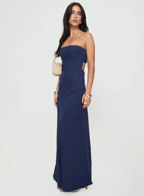 Yahir Strapless Maxi Dress Navy