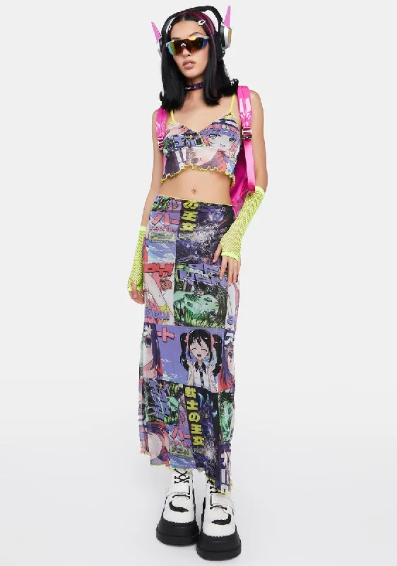 Anime Mesh Maxi Skirt