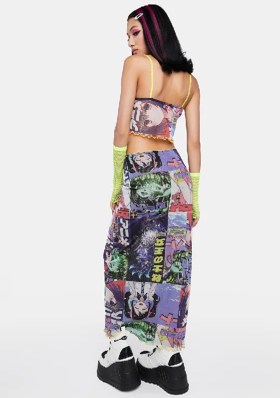 Anime Mesh Maxi Skirt