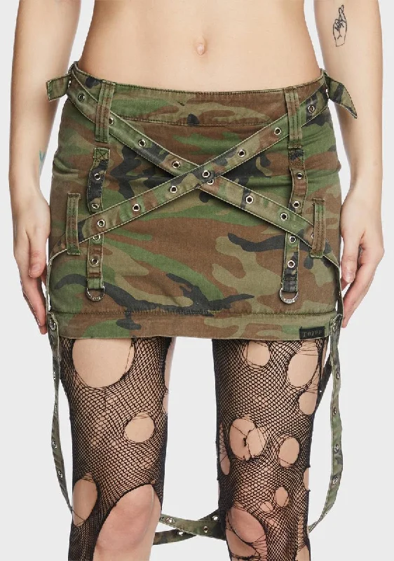 Camo Triple Zip Off Skirt