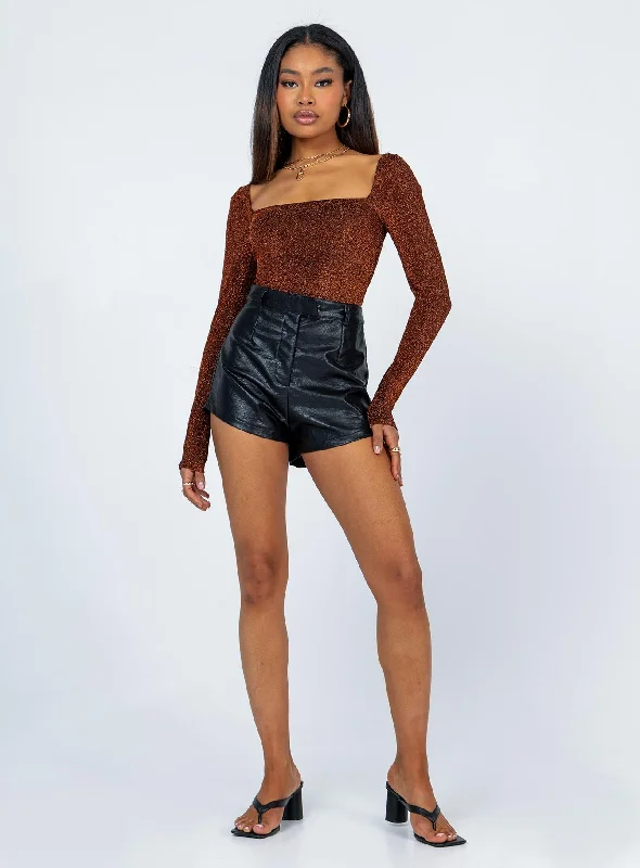 Charlotte Bodysuit Brown Glitter