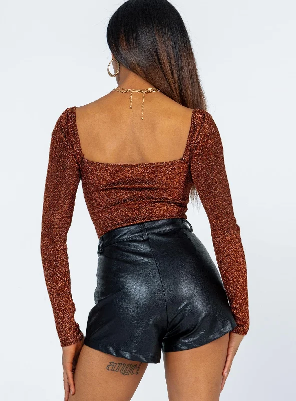 Charlotte Bodysuit Brown Glitter