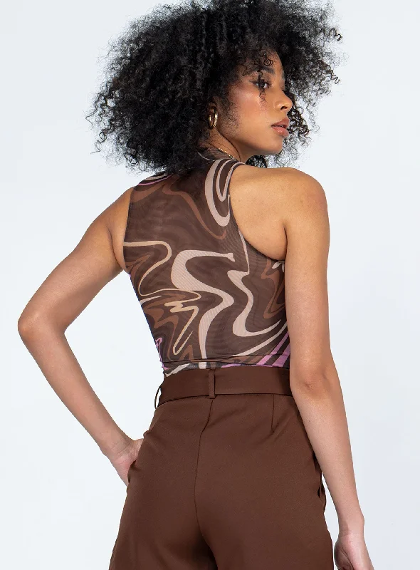 Como Bodysuit Brown Swirl