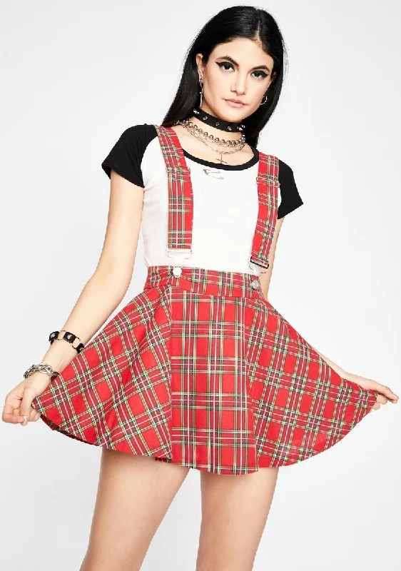 Crimson Class Act Suspender Skirt