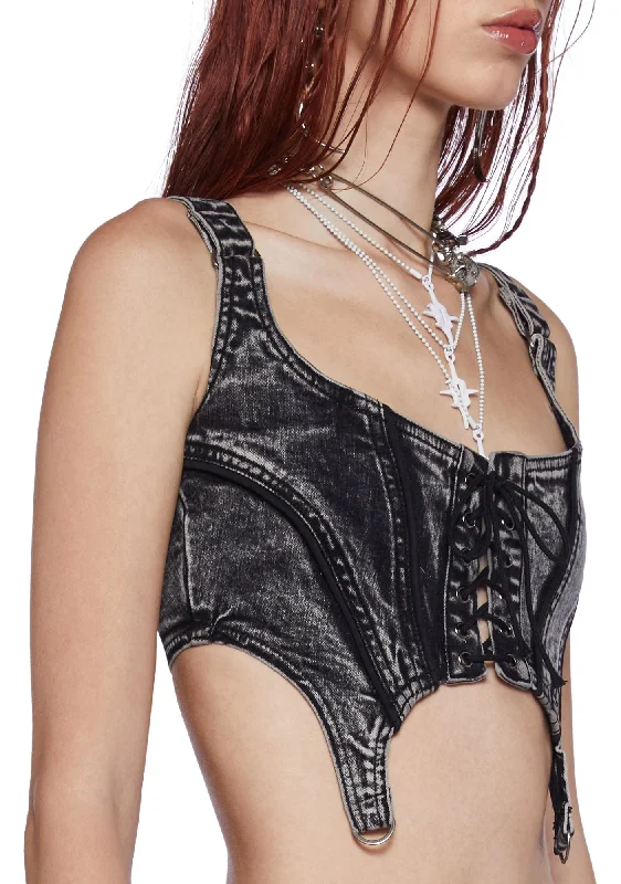 Fader Acid Wash Corset Top