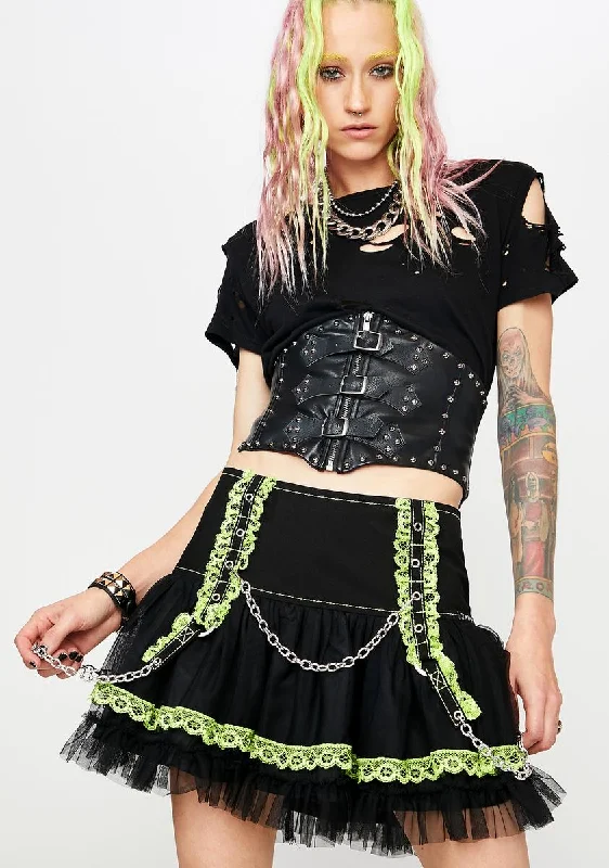 Green Lace Chiffon Tutu Skirt