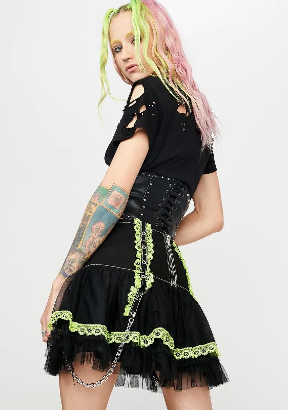 Green Lace Chiffon Tutu Skirt