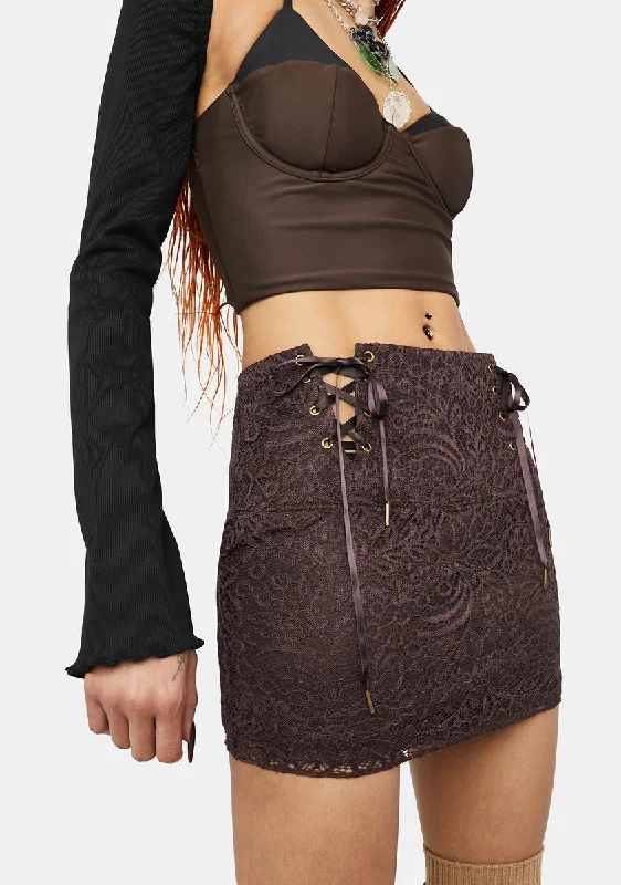 Magical Creatures Lace Mini Skirt