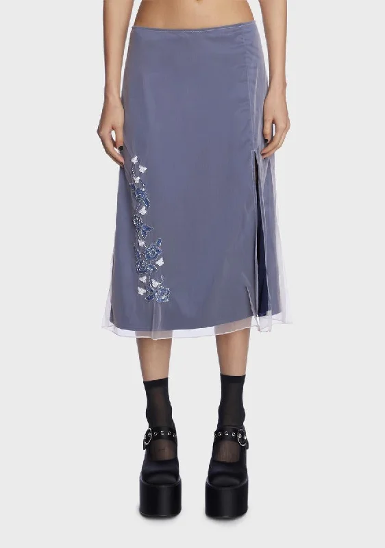 Plum Staring Problem Layered Midi Skirt