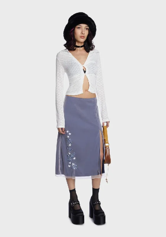 Plum Staring Problem Layered Midi Skirt