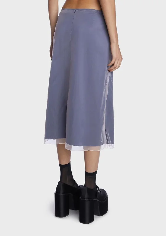 Plum Staring Problem Layered Midi Skirt