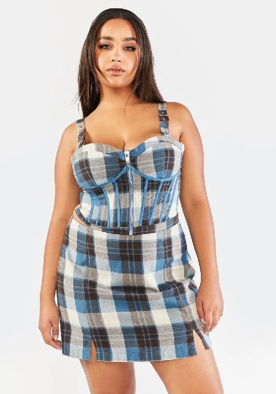 Plus Eff Academia Plaid Mini Skirt