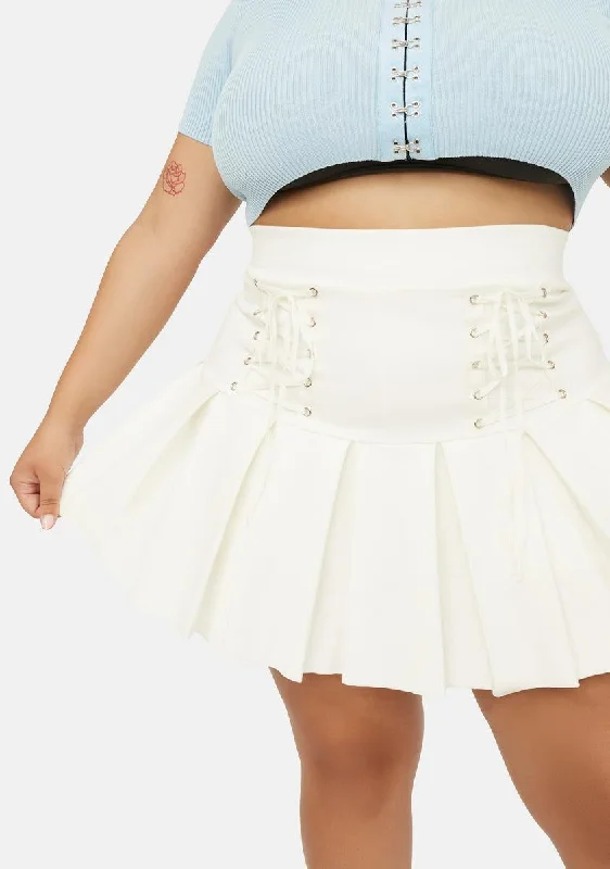 Plus Pure Modern School Girl Pleated Skirt