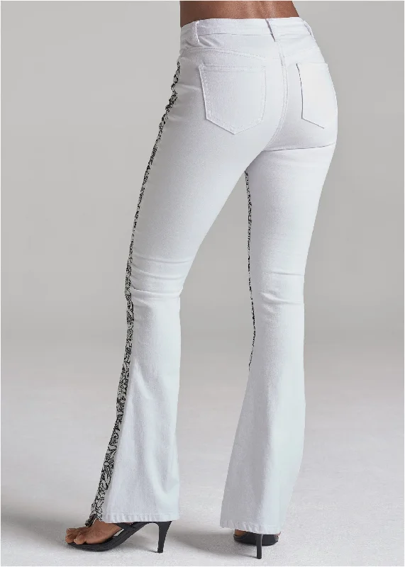 Floral lace boot cut jeans - White Denim