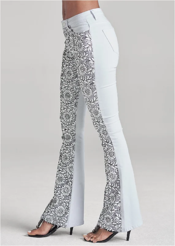 Floral lace boot cut jeans - White Denim