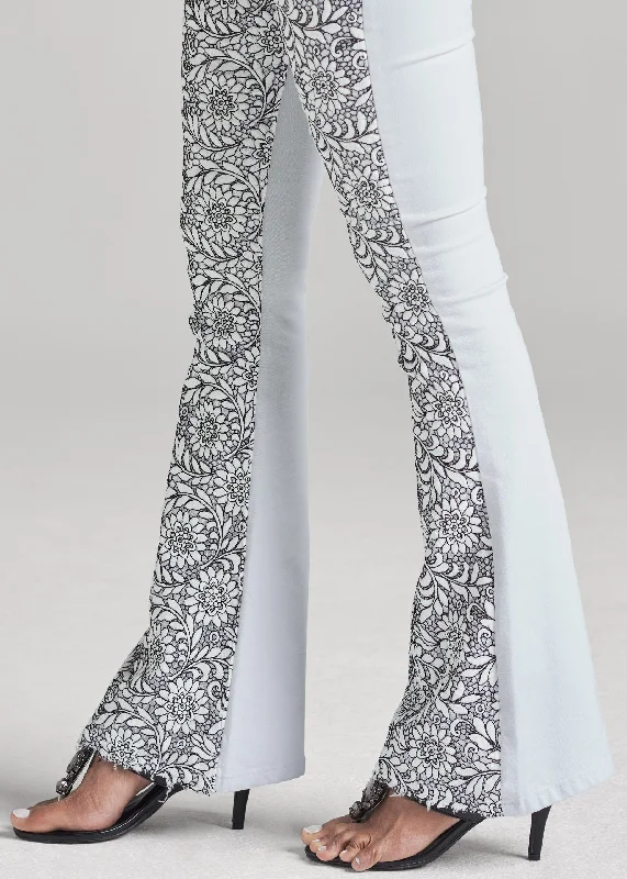 Floral lace boot cut jeans - White Denim