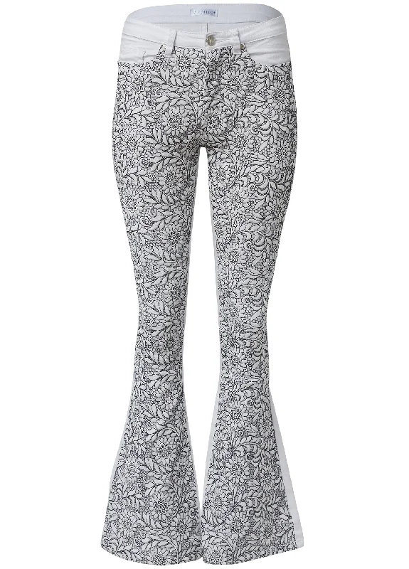 Floral lace boot cut jeans - White Denim