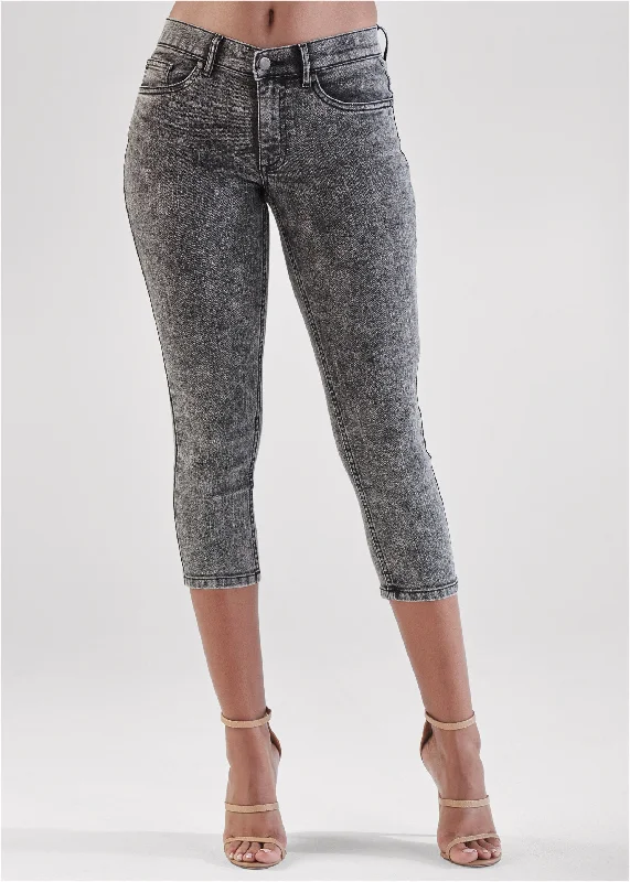 Cindy capri jeans - Black acid wash