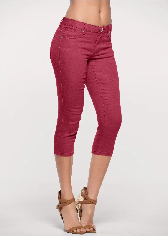 Cindy capri jeans - Dark Red