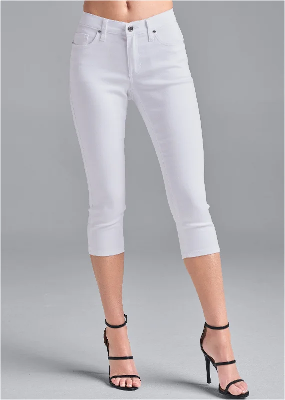 Bum lifter capri jeans - White