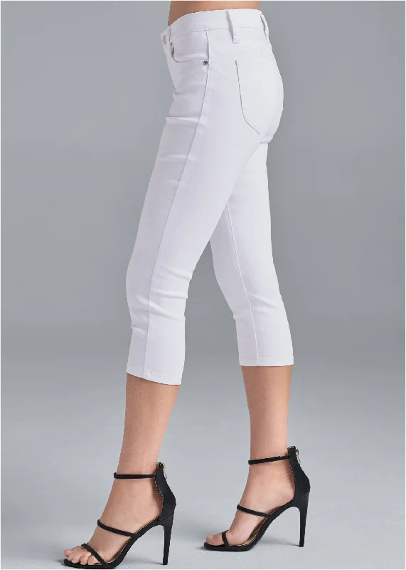 Bum lifter capri jeans - White