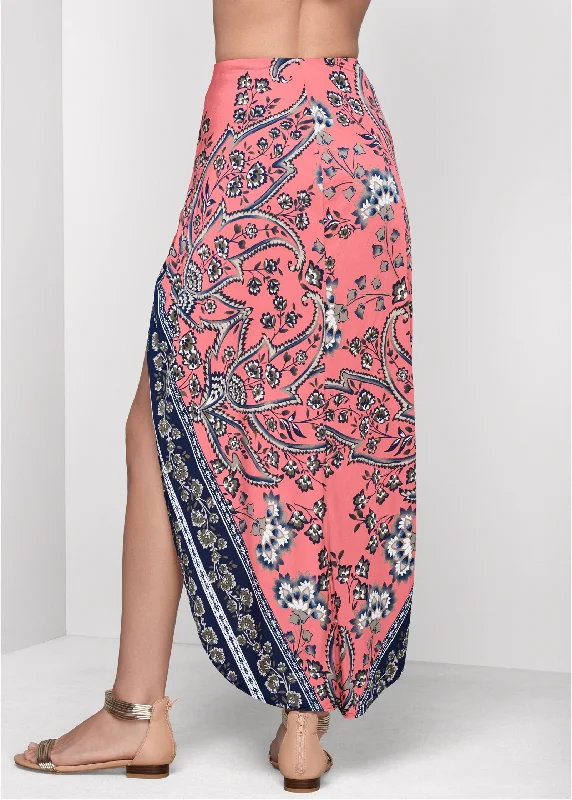 Print wrap skirt - Coral Multi