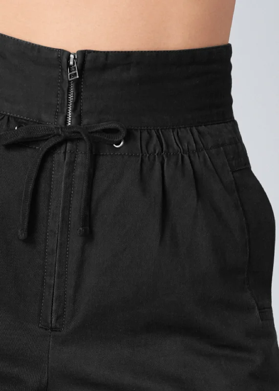 High waisted cargo pants - Black