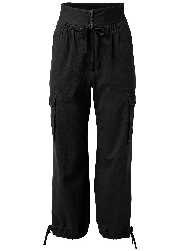 High waisted cargo pants - Black