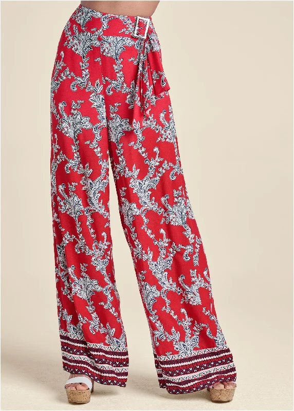 Paisley patriotic wide leg pants - Red and Blue