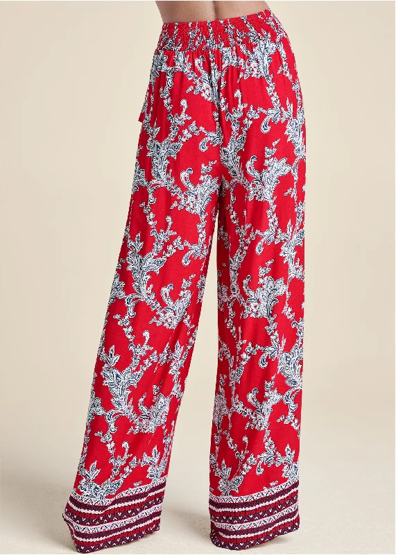 Paisley patriotic wide leg pants - Red and Blue