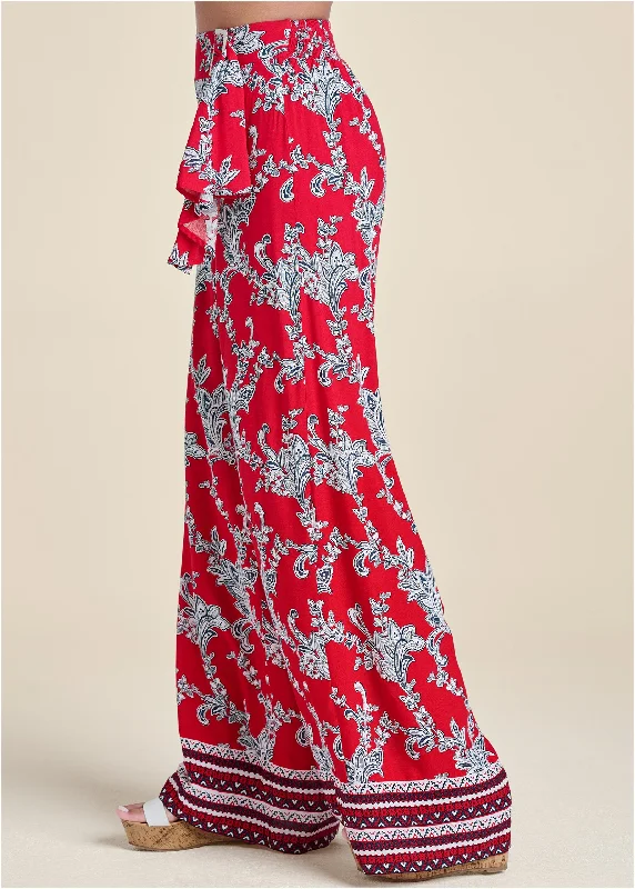 Paisley patriotic wide leg pants - Red and Blue