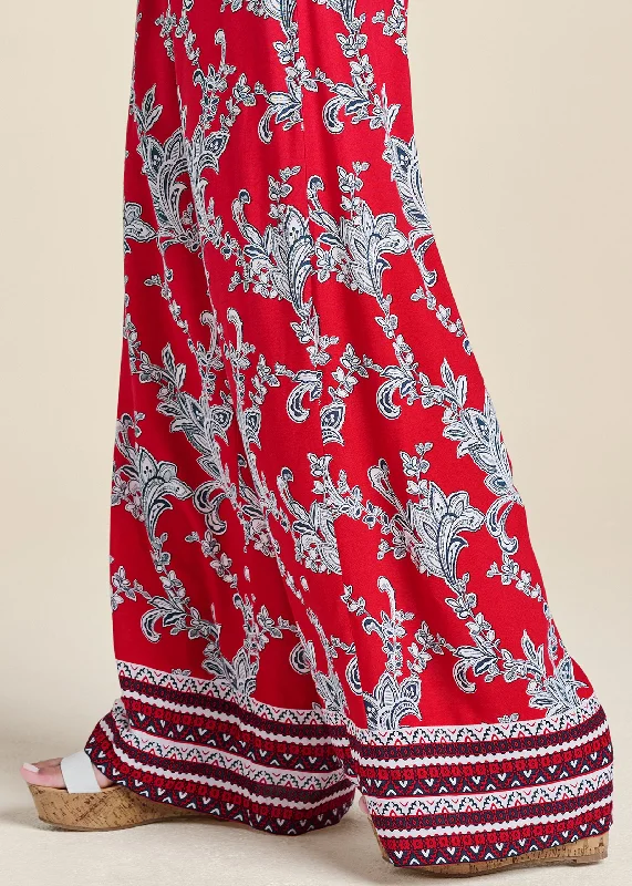 Paisley patriotic wide leg pants - Red and Blue