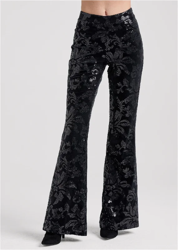 Sequin pattern pants - Black Multi