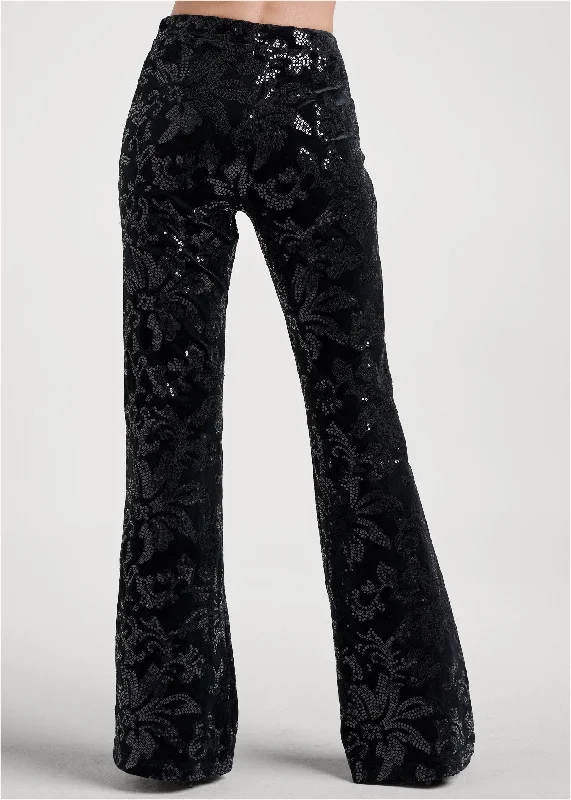 Sequin pattern pants - Black Multi