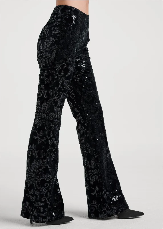 Sequin pattern pants - Black Multi