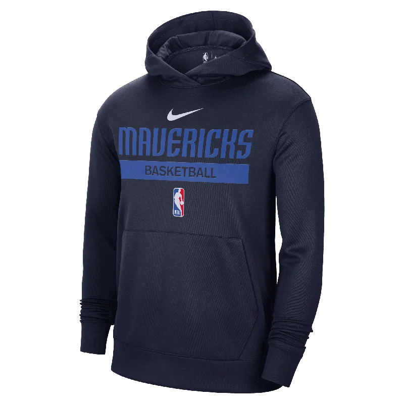 DALLAS MAVERICKS NIKE 2022-23 PRACTICE SPOTLIGHT NAVY PULLOVER HOODIE