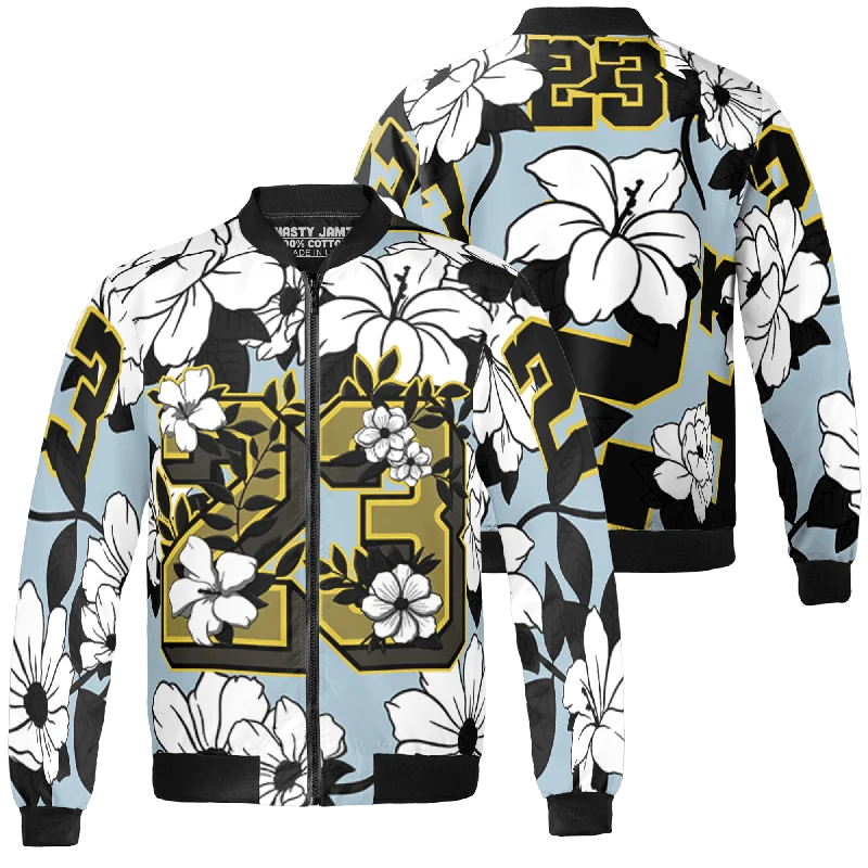 NastyJamz Blue Grey 13s Jacket Match 23 Floral 3D All-Over Print Flowers