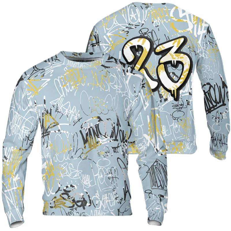 NastyJamz Blue Grey 13s Sweatshirt Match 23 Hiphop 3D All-Over Print Graffiti Pattern