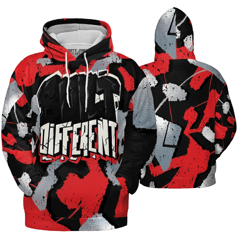 NastyJamz Bred Reimagined 4s Hoodie Match Built Different 3D All-Over Print Broken