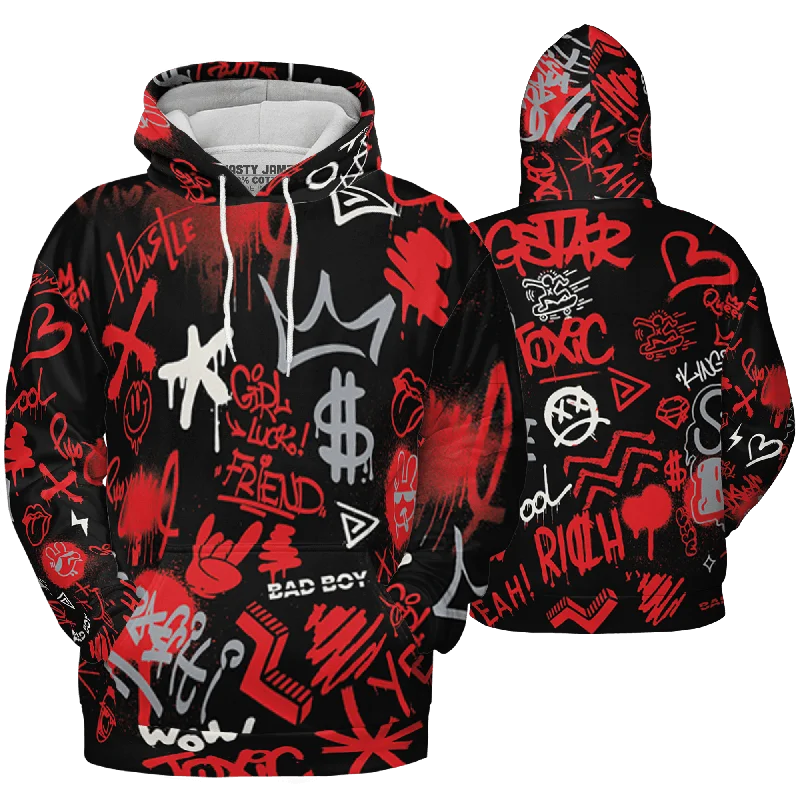 NastyJamz Bred Reimagined 4s Hoodie Match Graffiti King 3D All-Over Print Doodle Style