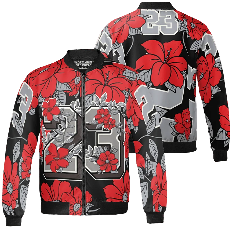 NastyJamz Bred Reimagined 4s Jacket Match 23 Floral 3D All-Over Print Flowers